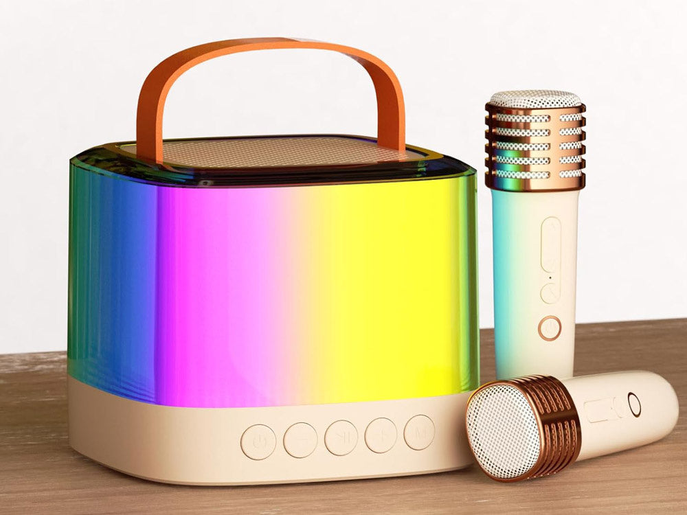 Bezvadu karaoke mikrofoni bērniem ar Bluetooth skaļruni – komplekts ar 2 mikrofoniem un gaismas efektiem