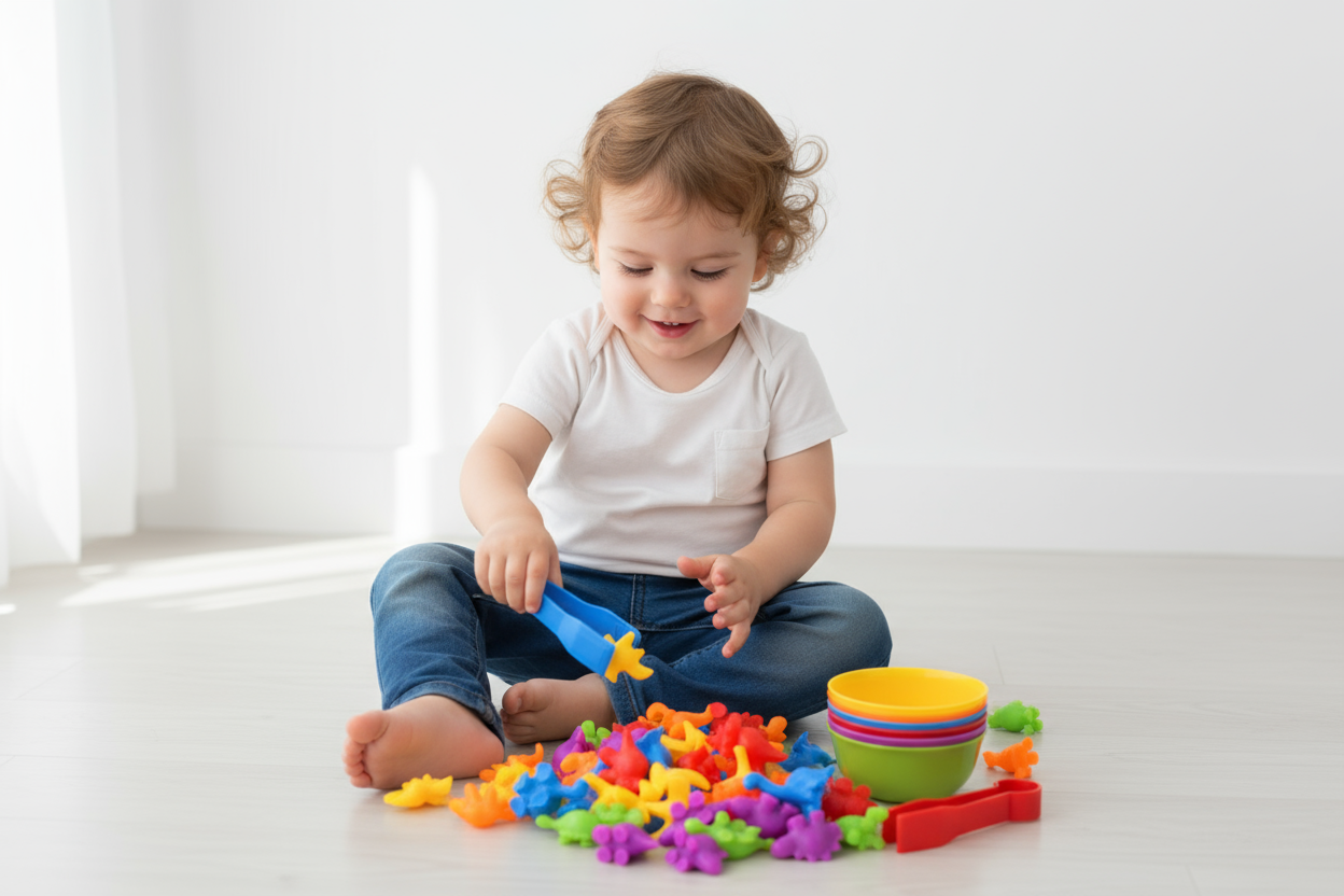 Montessori dinozauru figūriņu komplekts bērniem krāsu un skaitīšanas apguvei