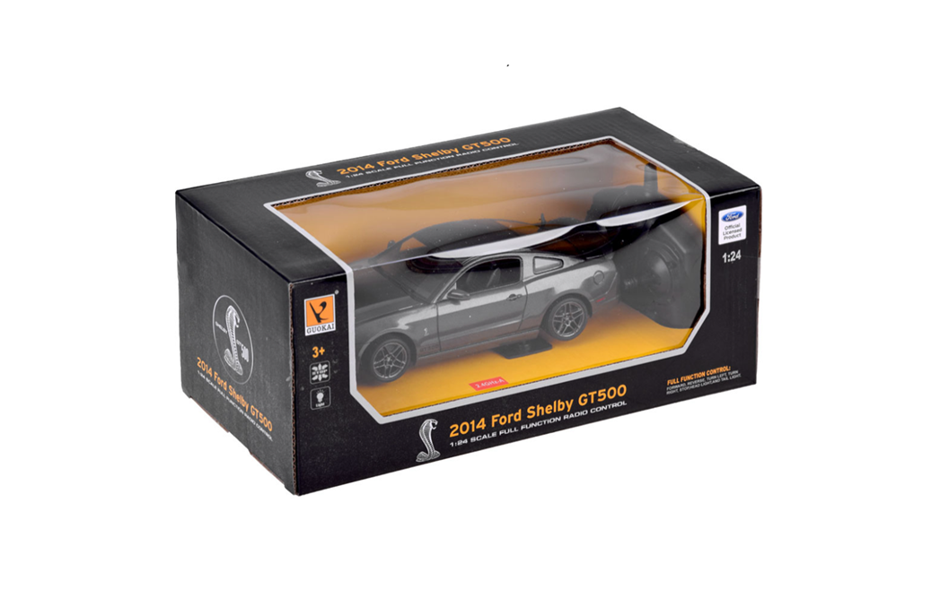 Ford Shelby GT500 tālvadības rotaļu auto – licencēts 1:24 modelis ar 2.4GHz pulti un sportisku dizainu.