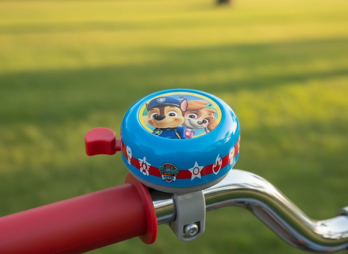 Paw Patrol velosipēda zvaniņš bērniem – zilas krāsas metāla zvaniņš ar Skye un Chase dizainu