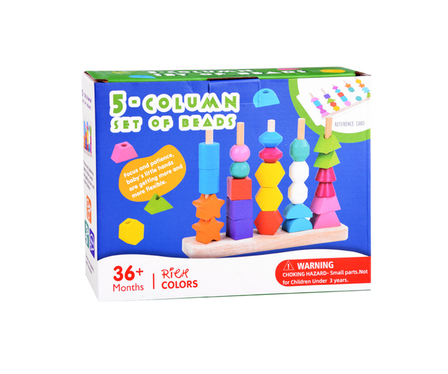 Koka mācību puzle bērniem ar krāsainiem klucīšiem un auklām, rotaļlieta formu un krāsu apguvei