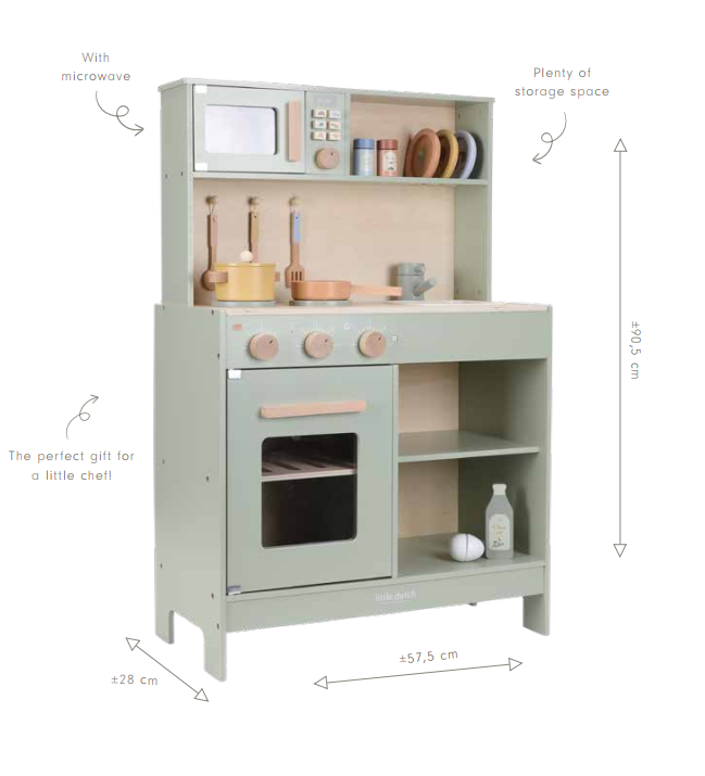 Little Dutch bērnu koka virtuve – rotaļu virtuve ar piederumiem radošām spēlēm