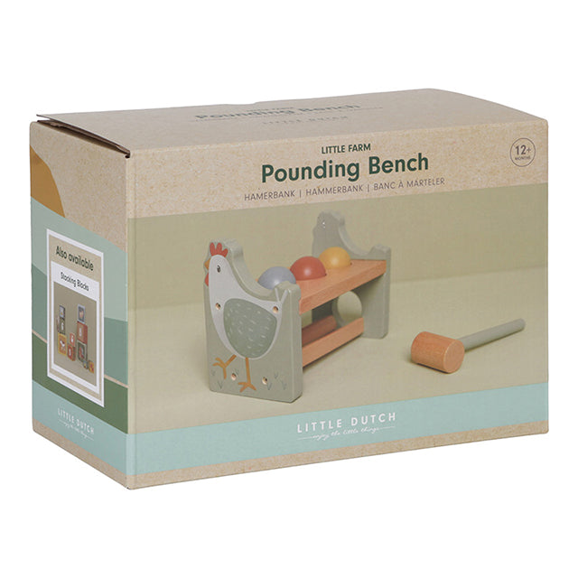 Little Dutch dauzīšanas sols Mazā ferma – koka rotaļlieta ar āmuru un bumbiņām