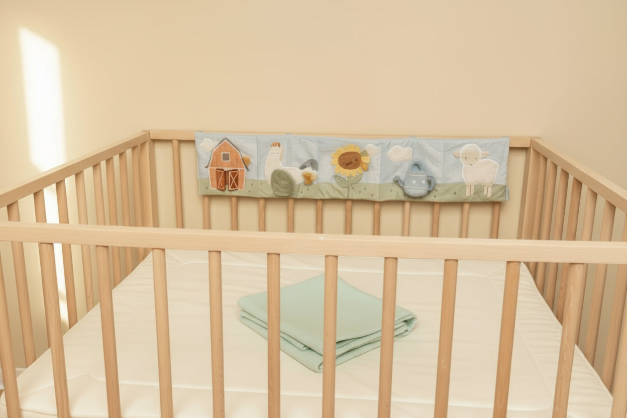 Little Dutch mazuļu aktivitāšu grāmatiņa “Mazā ferma” – attīstoša rotaļlieta ar pieskares un skaņu elementiem.