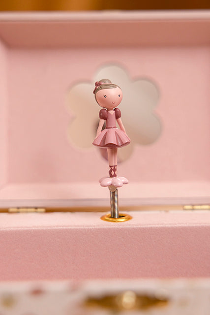 Little Dutch muzikālā rotaļlietu lādīte Ziedi un Tauriņi – rozā meiteņu rotu kārbiņa ar balerīnu