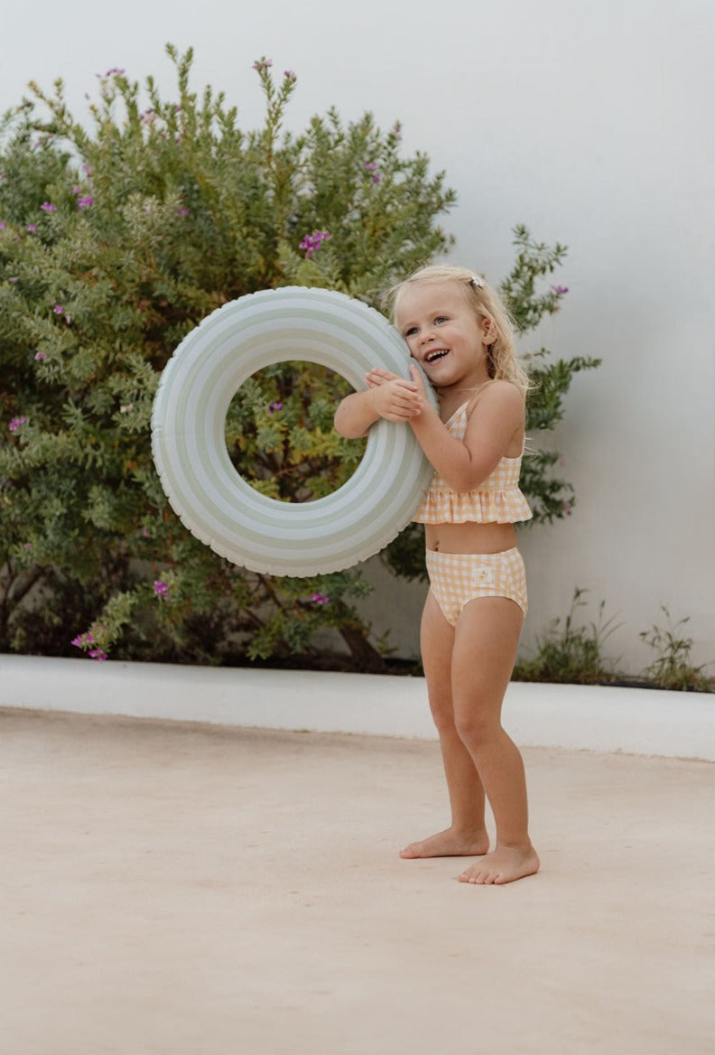 Little Dutch bērnu peldriņķis salātu zaļā krāsā ar okeāna tēliem – drošs un stilīgs peldēšanās riņķis mazajiem