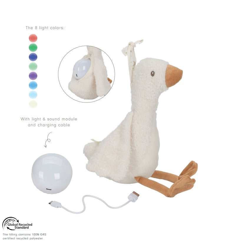 Little Dutch zoss ar skaņu un gaismu – mīksta mīļmantiņa mazulim ar LED nakts gaismu un šūpuļdziesmām.