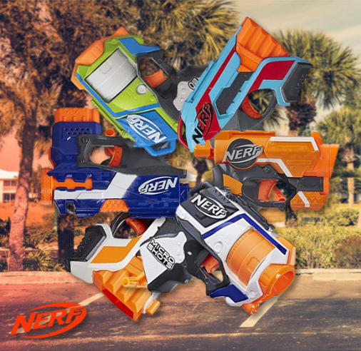 Nerf Strike 6 pistoles komplekts ar šautriņām — rotaļlieta bērniem aktīvām spēlēm un sacensībām ārā vai telpās.