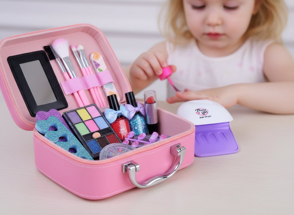 bērnu manikīra komplekts, kosmētikas koferis, nagu lakas komplekts meitenēm, rotaļu manikīra rīki, meiteņu skaistumkopšanas komplekts