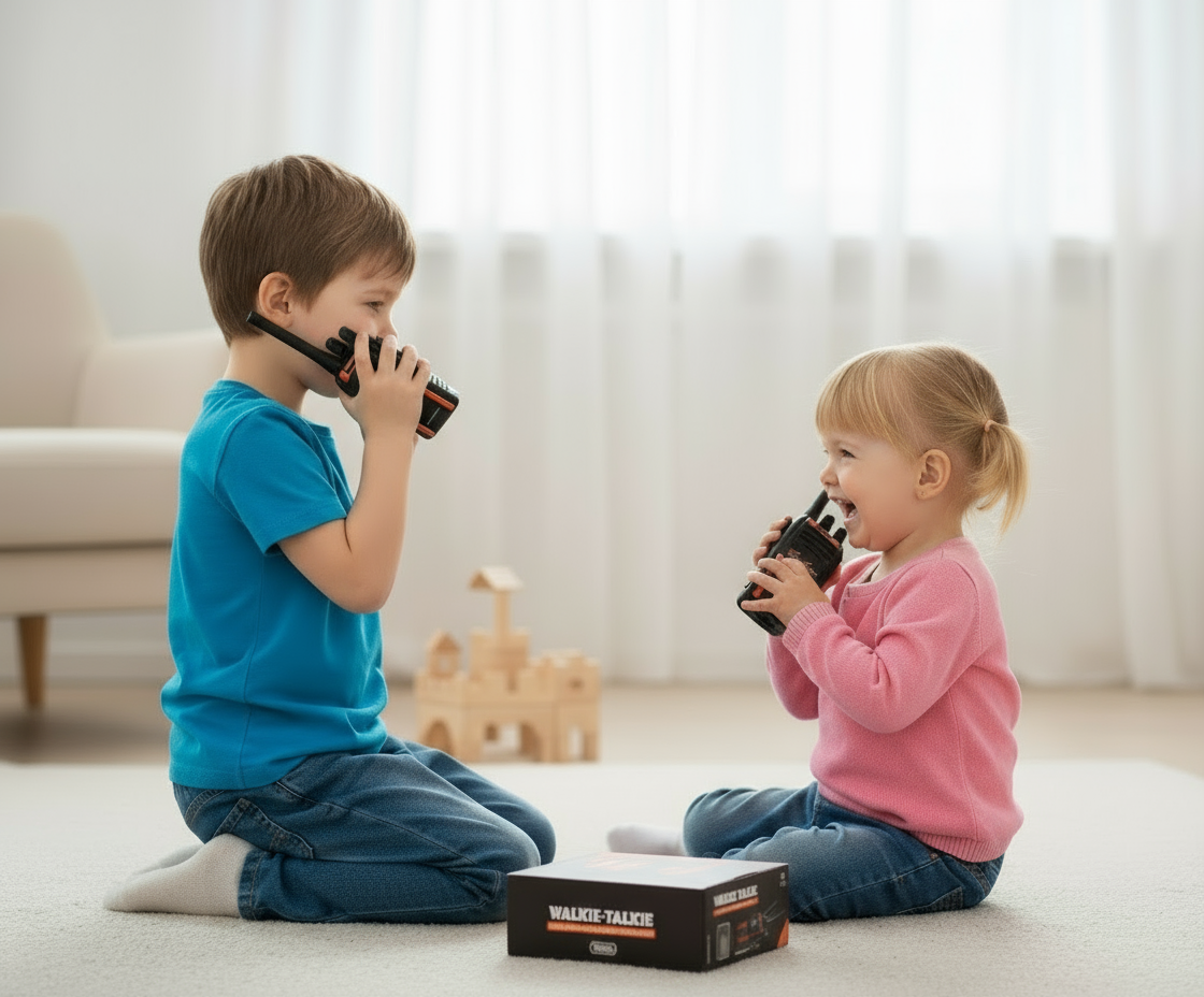 Bērnu rācijas ar LED lukturīti – rotaļlieta saziņai līdz 50 m attālumā, ideāla slepenām misijām