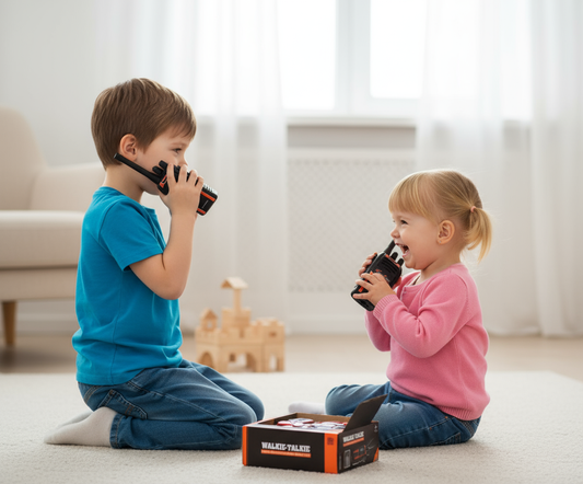 Bērnu rācijas ar LED lukturīti – rotaļlieta saziņai līdz 50 m attālumā, ideāla slepenām misijām