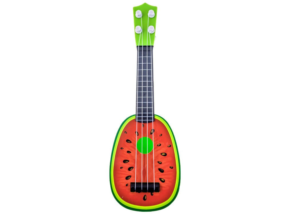 Bērnu ukulele – krāsaina rotaļlieta ar dažādiem dizainiem, kas palīdz apgūt pirmās mūzikas prasmes.