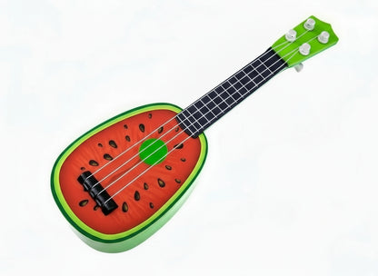 Bērnu ukulele – krāsaina rotaļlieta ar dažādiem dizainiem, kas palīdz apgūt pirmās mūzikas prasmes.