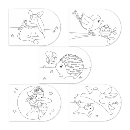 Bērnu krāsojamā grāmatiņa ar otu un akvareļkrāsām, piemērota radošai gleznošanai