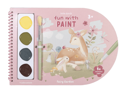 Bērnu krāsojamā grāmatiņa ar otu un akvareļkrāsām, piemērota radošai gleznošanai