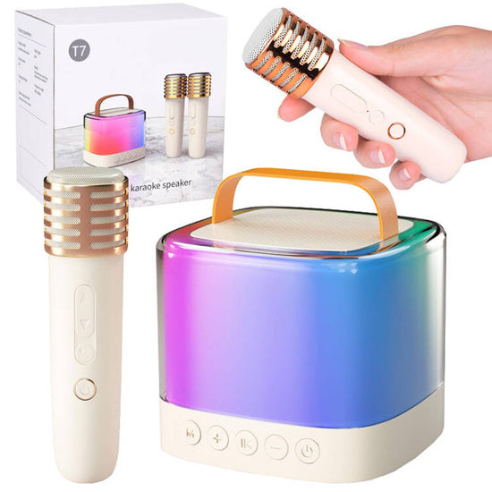 Bezvadu karaoke mikrofoni bērniem ar Bluetooth skaļruni – komplekts ar 2 mikrofoniem un gaismas efektiem