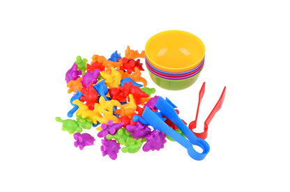 Montessori dinozauru figūriņu komplekts bērniem krāsu un skaitīšanas apguvei