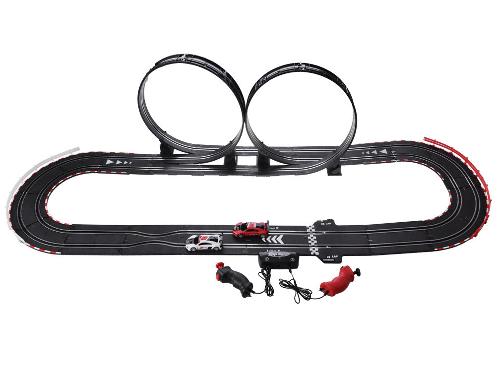 Elektriskā autosacīkšu trase bērniem 4,5 m ar diviem Audi auto un vadības pultīm