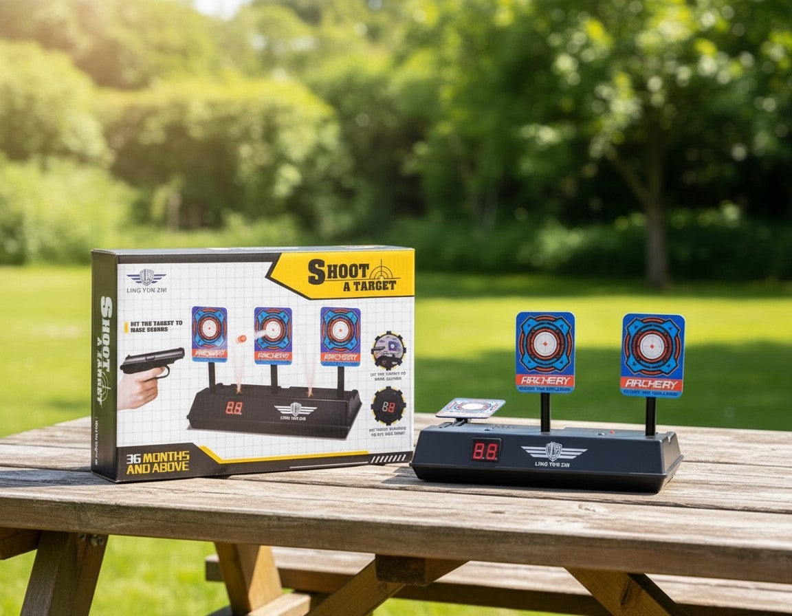 Interaktīvs šaušanas mērķis bērniem ar skaņas un gaismas efektiem – piemērots Nerf pistolei