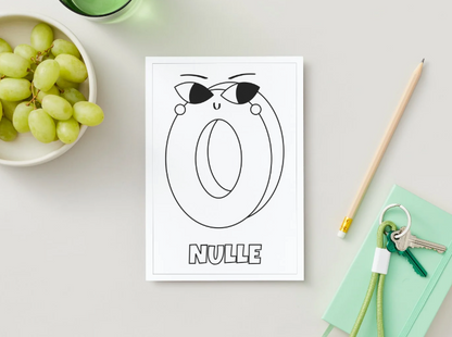 Jautrie cipari – drukājamas krāsojamās lapas bērniem PDF formātā, lai mācītos ciparus un krāsu nosaukumus.