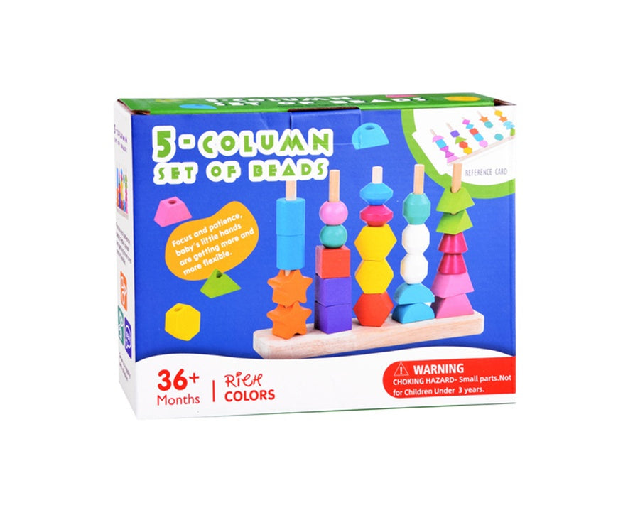 Koka mācību puzle bērniem ar krāsainiem klucīšiem un auklām, rotaļlieta formu un krāsu apguvei