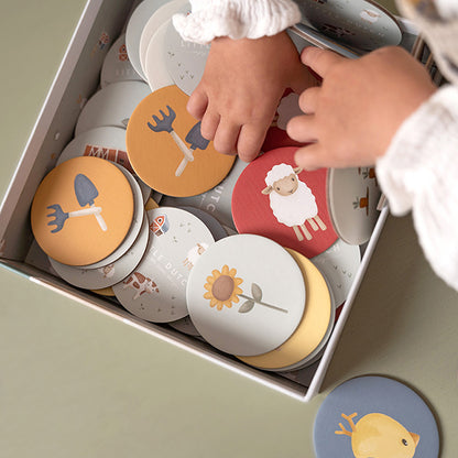 Little Dutch atmiņas spēle Mazā ferma – izglītojoša bērnu galda spēle ar fermas dzīvniekiem un ilustrācijām