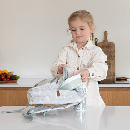 Little Dutch bērnu mugursoma Mazā zoss – zila soma bērnudārzam ar vietu ūdens pudelei un regulējamām lencēm