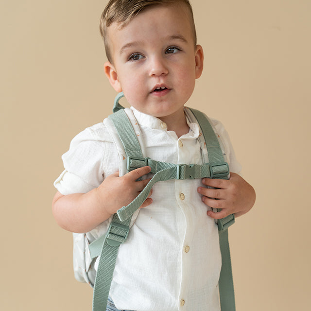 Little Dutch bērnu mugursoma Mazā zoss – zila soma bērnudārzam ar vietu ūdens pudelei un regulējamām lencēm