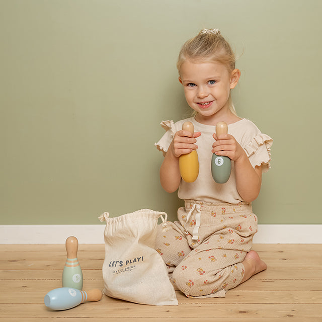 Little Dutch boulings komplekts bērniem – koka boulings rotaļlieta motorikas attīstībai un jautrām spēlēm