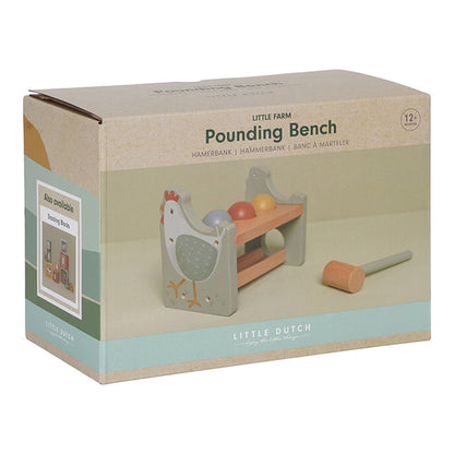 Little Dutch dauzīšanas sols Mazā ferma – koka rotaļlieta ar āmuru un bumbiņām