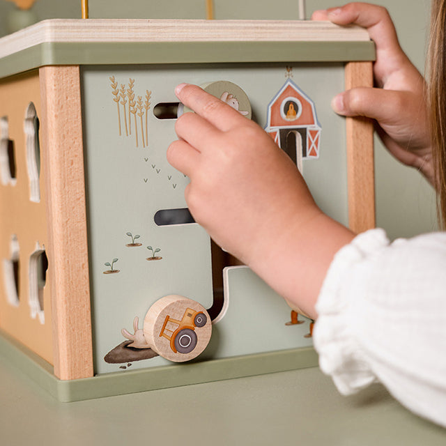 Little Dutch koka aktivitāšu kubs Mazā ferma – attīstoša un izglītojoša rotaļlieta bērniem