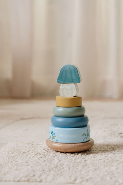 Little Dutch koka gredzenu piramīda Meža draugi – izglītojoša rotaļlieta bērniem motorikas attīstīšanai