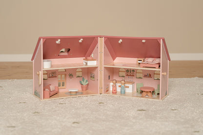 Little Dutch koka leļļu māja – pārnēsājama un atverama rotaļlieta bērniem ar mēbelēm