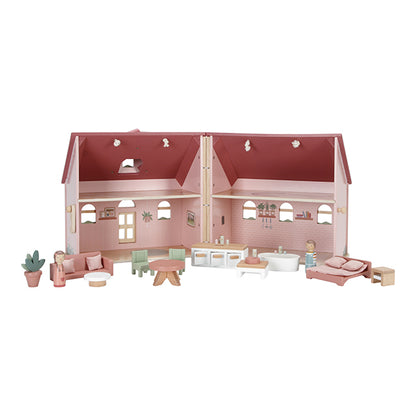 Little Dutch koka leļļu māja – pārnēsājama un atverama rotaļlieta bērniem ar mēbelēm