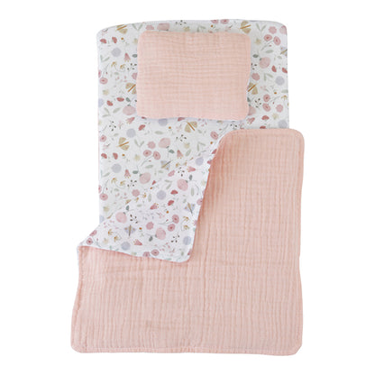 Little Dutch koka leļļu rati ar lelli Rosa un segu – koka rotaļlieta bērniem lomu spēlēm