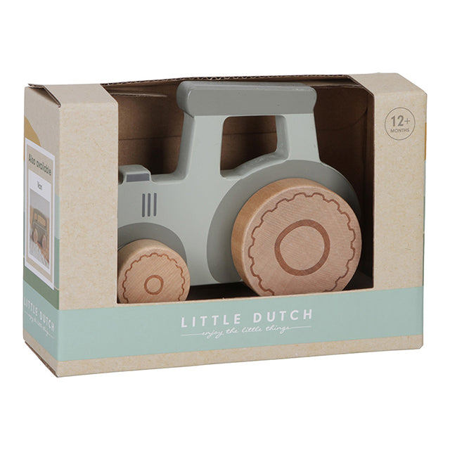 Little Dutch koka traktorīšs – zaļš koka traktors bērniem