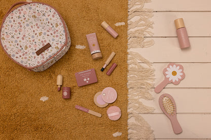 Little Dutch bērnu kosmētikas somiņa Ziedi un tauriņi – rotaļu kosmētikas komplekts meitenēm lomu spēlēm