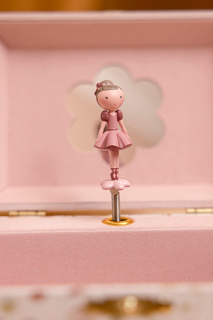 Little Dutch muzikālā rotaļlietu lādīte Ziedi un Tauriņi – rozā meiteņu rotu kārbiņa ar balerīnu