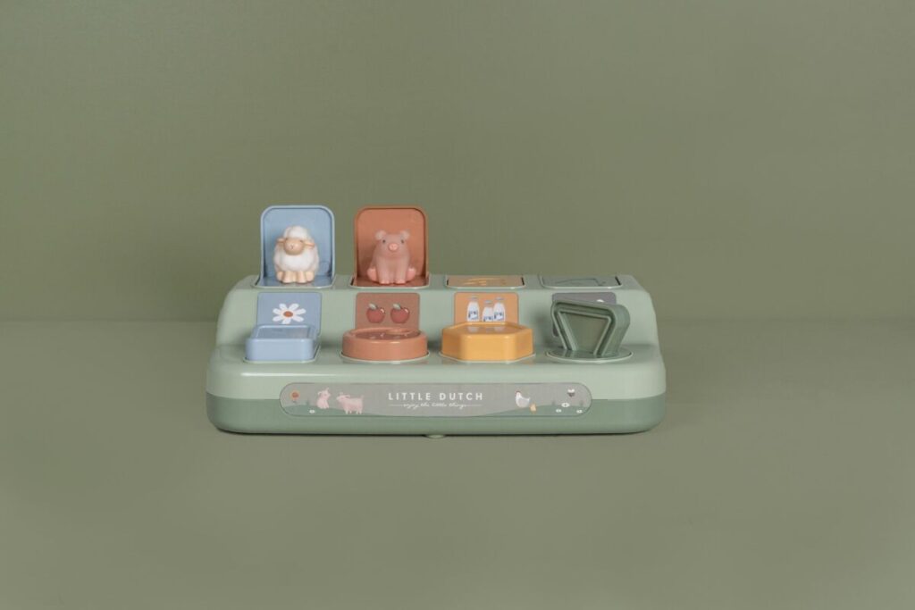 Little Dutch Pop-up dzīvnieku spēle – krāsaina rotaļlieta bērniem motorikas attīstībai