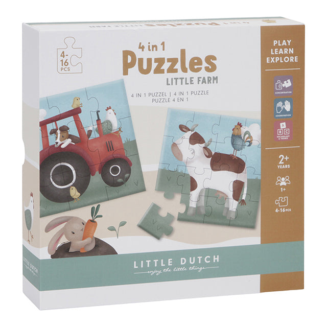Little Dutch puzle Mazā ferma – 4 puzles vienā komplektā bērniem