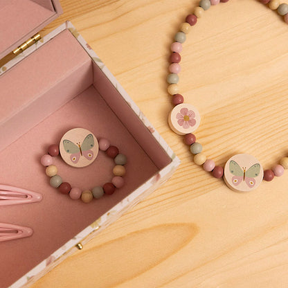 Little Dutch rotaslietu komplekts Ziedi un Tauriņi – bērnu rotu un aksesuāru komplekts ar sprādzēm un kaklarotu