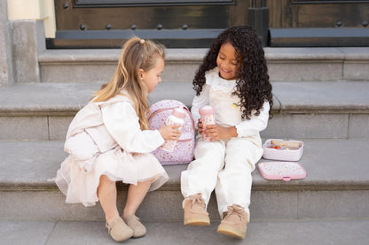 Little Dutch ūdens pudele bērniem – rozā “Pasaku dārzs” kolekcija ar ziedu un dzīvnieku dizainu