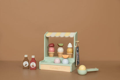 Little Dutch saldējuma veikals bērniem – koka rotaļlieta ar saldējumiem un stendu lomu spēlēm