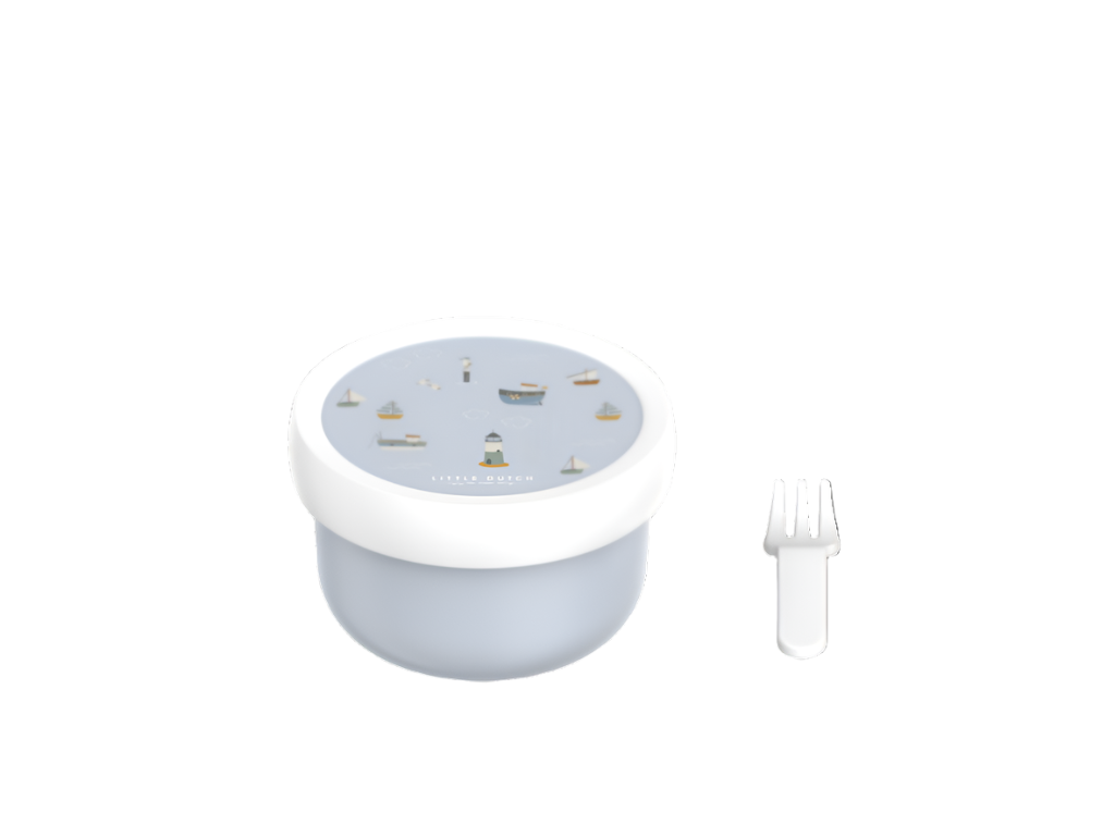 Little Dutch uzkodu trauciņš – Jūrnieku līča dizains, bērnu trauks uzkodām ar dakšiņu