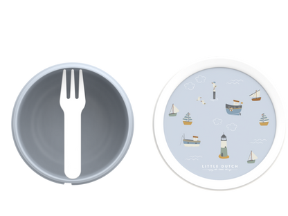 Little Dutch uzkodu trauciņš – Jūrnieku līča dizains, bērnu trauks uzkodām ar dakšiņu