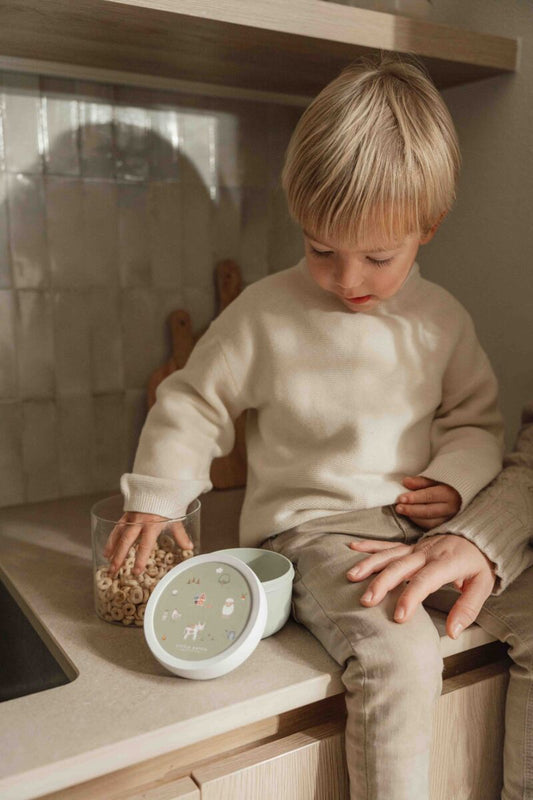 Little Dutch uzkodu trauciņš – Mazā ferma, bērnu trauks ar dakšiņu augļiem un uzkodām