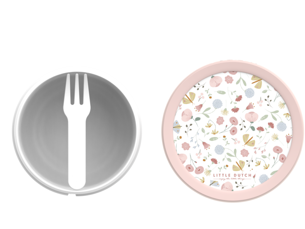 Little Dutch uzkodu trauciņš – ziedu un tauriņu dizains, piemērots bērniem uzkodām ceļā