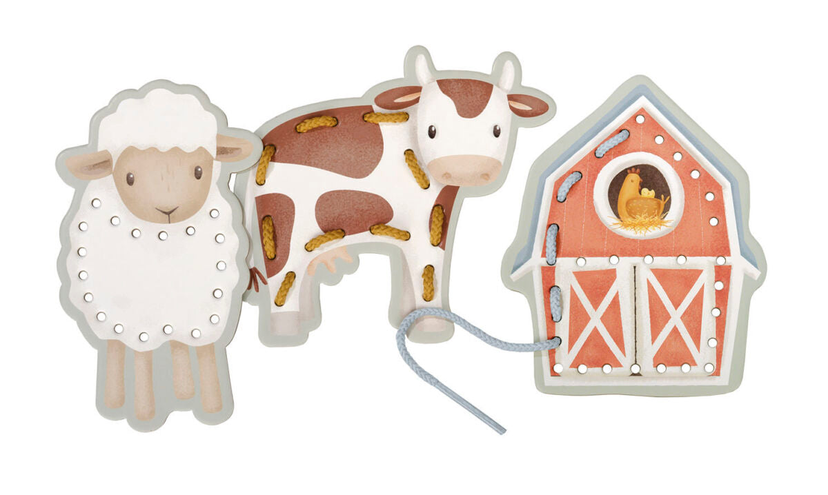 Little Dutch vēršanas komplekts bērniem – rotaļlieta ar kartītēm un aukliņām smalkās motorikas attīstībai