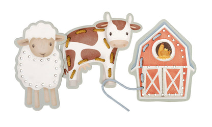 Little Dutch vēršanas komplekts bērniem – rotaļlieta ar kartītēm un aukliņām smalkās motorikas attīstībai