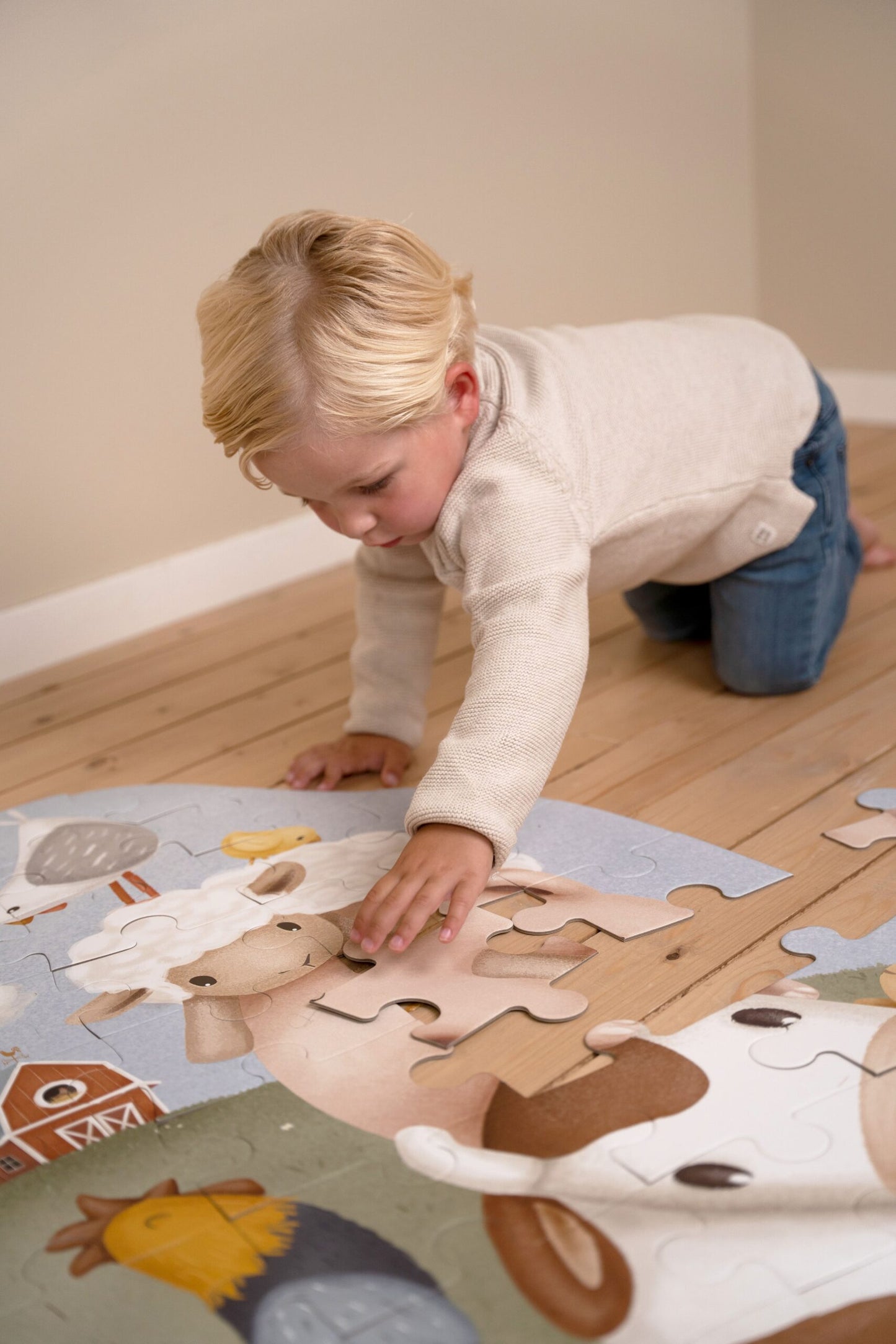 Little Dutch XL grīdas puzle – liela bērnu puzle ar 42 daļām un fermas motīvu